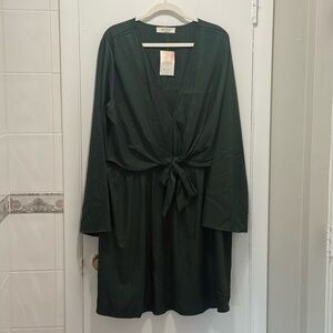 NWT Green Long Sleeve Wrap Dress